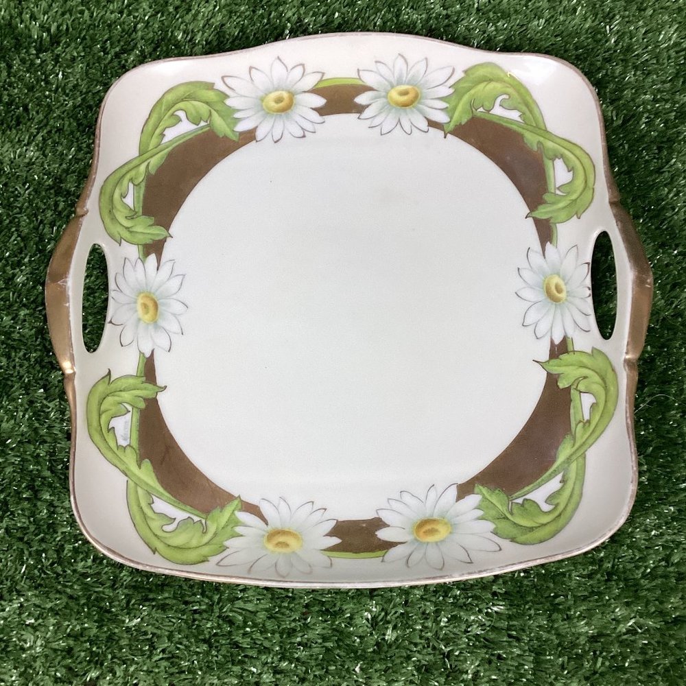Antique Bavaria Porcelain Hand Painted Daisy Platter Small